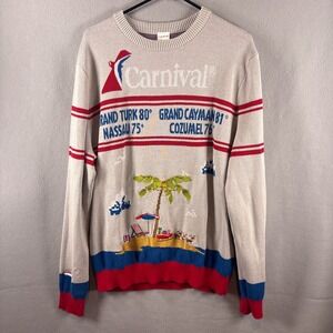 Carnival Cruise Lines Ugly Sweater XL Bahamas Cayman Island Beach AOP